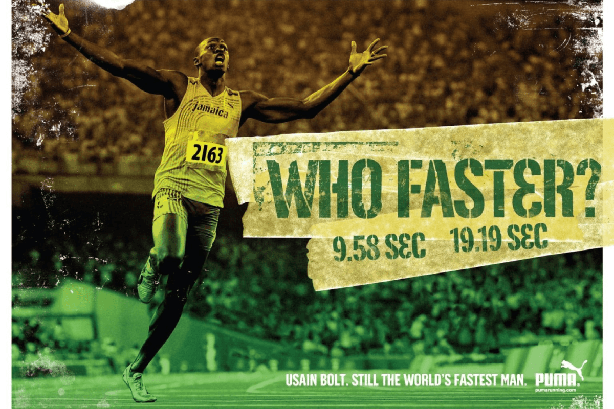 Usain Bolt wearing Puma gear on track